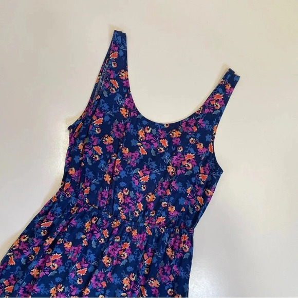 Forever 21 Floral Print Tie-back Sleeveless Purple and Blue Mini Halter Dress - Picture 2 of 16